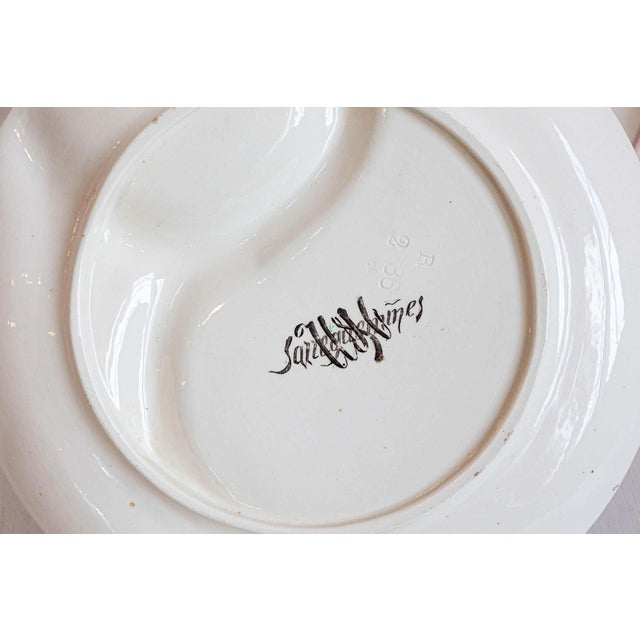 White French 19th Century Sarreguemines Majolica Asparagus Plates with Pink Flowers For Sale - Image 8 of 9