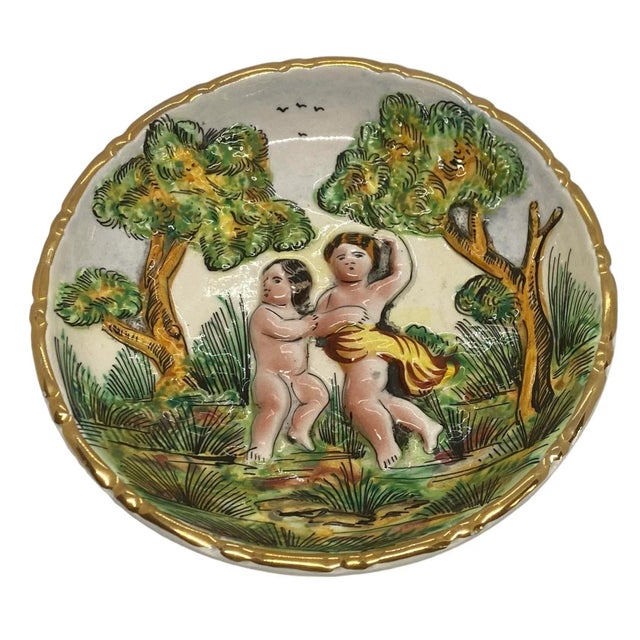 Vintage Capodimonte Italy Cherub Story Dish Bowl #1308 For Sale - Image 12 of 12