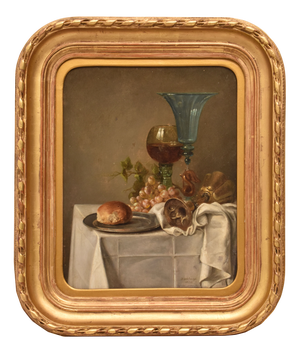 Jos Delehaye, Still Life with Pink and White Roses, 1886, Oil Painting, Framed