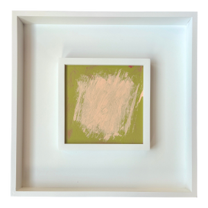 Sarah Trundle, Contemporary Abstract Framed Painting, "Enough Said: Peach on Green"