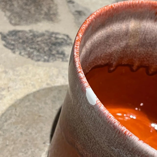 Ceramic Vintage Orange Drip Glaze Planter in the Style of David Cressey, Mid-Century For Sale - Image 7 of 8