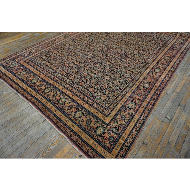 1890s Blue Navy Antique Floral Herati Pattern Senneh Formal Knotted Wool Rug For Sale In New York - Image 6 of 12