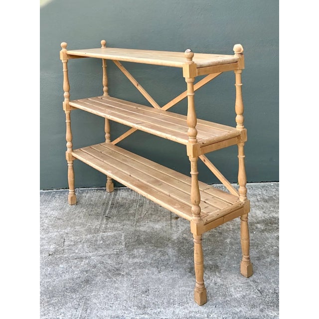 Vintage Three-Tier Pine Shelf For Sale - Image 4 of 12