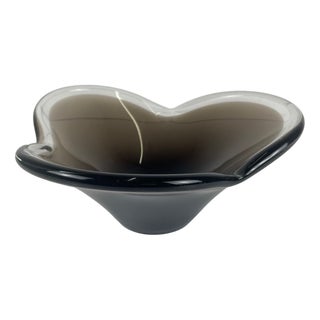Free-Form Blown Smoked Glass Bowl, 1970 For Sale