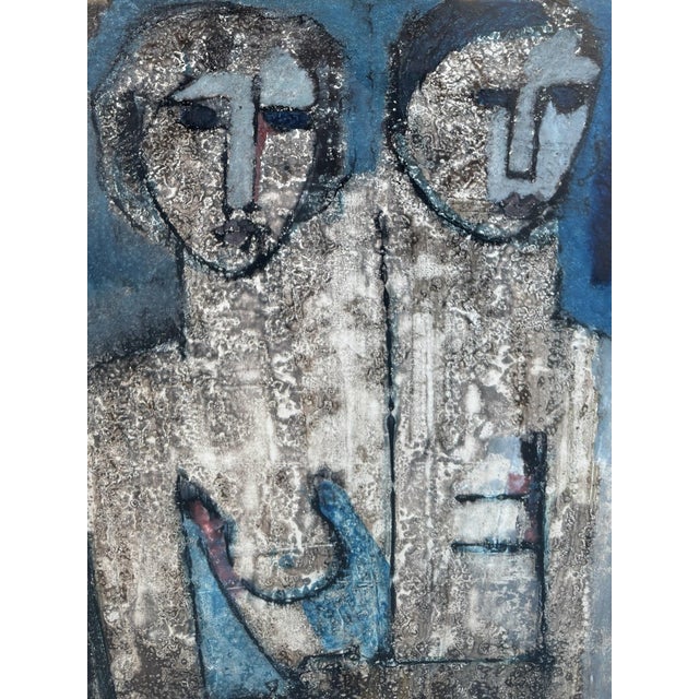 Rare Bruno Landi Original Mid Century Modern Portrait Painting.