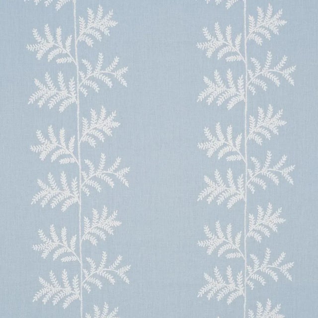 Contemporary Schumacher Eloise Embroidery Fabric In Sky For Sale - Image 3 of 4