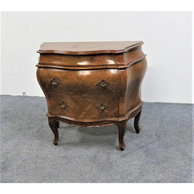 Mid 20th Century Italain Burlwood Inlaid Commode For Sale - Image 4 of 8