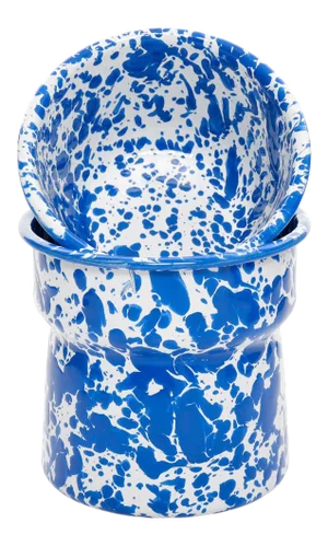 Crow Canyon Home Splatterware Blue & White Marble Dip Chiller with Base & Bowl - A Pair