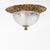 Rococo 1950s Spanish Rococo Heavy Sand-Cast Bronze Flush Mount Ceiling Light With Etched Frosted Glass Dome For Sale - Image 3 of 12