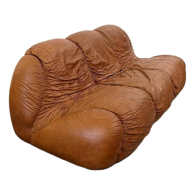 1960s Attributed to Libero Greco Ruga Leather Sofa for Velda Salotti For Sale