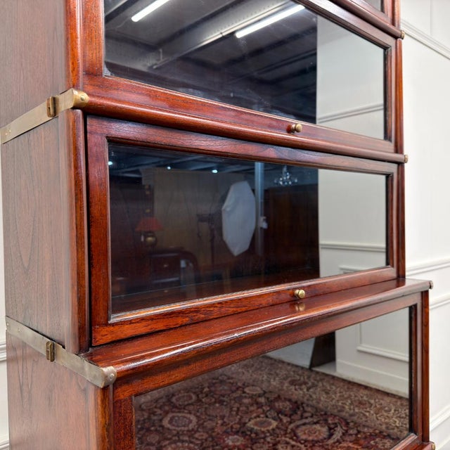 English Bookcase in Brass, Glass, and Ash in the style of Globe-Wernicke For Sale - Image 9 of 13