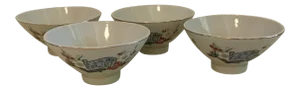 Vintage Chinese Ceramic Soup Bowls - Set of 4