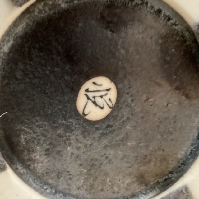 Mid 20th Century Stoneware Shallow Centerpiece Bowl With Asian Marks on the Bottom For Sale - Image 11 of 12