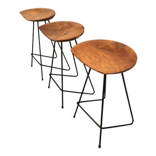 Organic Modern Bar Stools - Set of 3 For Sale