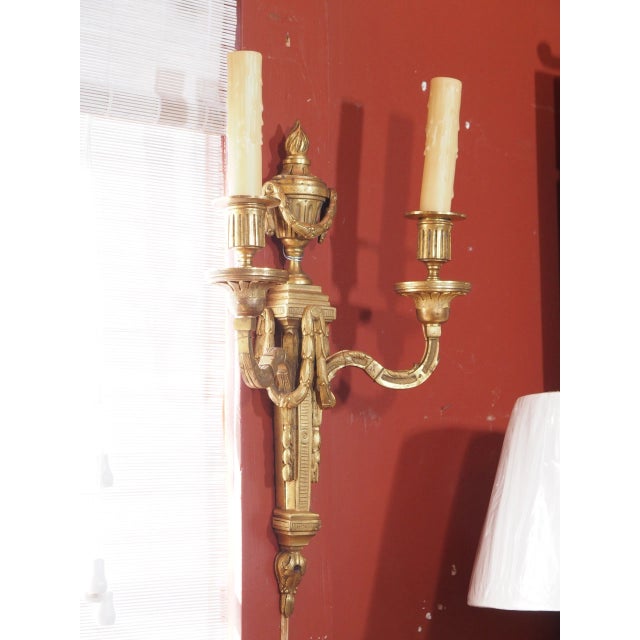Metal 19th Century French Bronze Dore Sconces - a Pair For Sale - Image 7 of 8