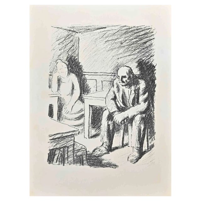 Wilhelm Gimmi, Bar at Night, Lithograph, 1955 For Sale