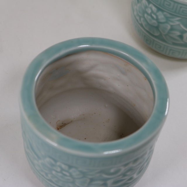Late 20th Century Celadon Small Planter/Brush/Incense Pot-a Pair For Sale - Image 11 of 11