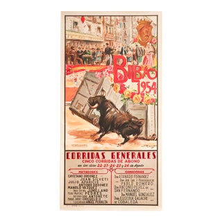 1954 Spanish Bullfighting Poster, Bilbao 1954, Luis Garcia Campo For Sale