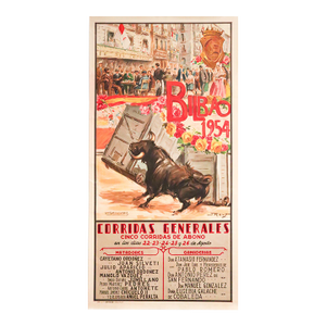 1954 Spanish Bullfighting Poster, Bilbao 1954, Luis Garcia Campo