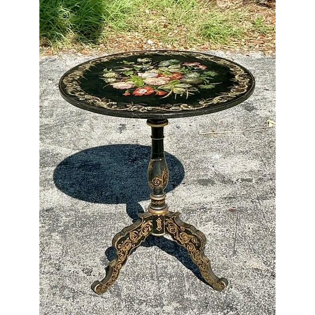 Wood Vintage Regency Inlay Mother of Pearl Side Table For Sale - Image 7 of 7