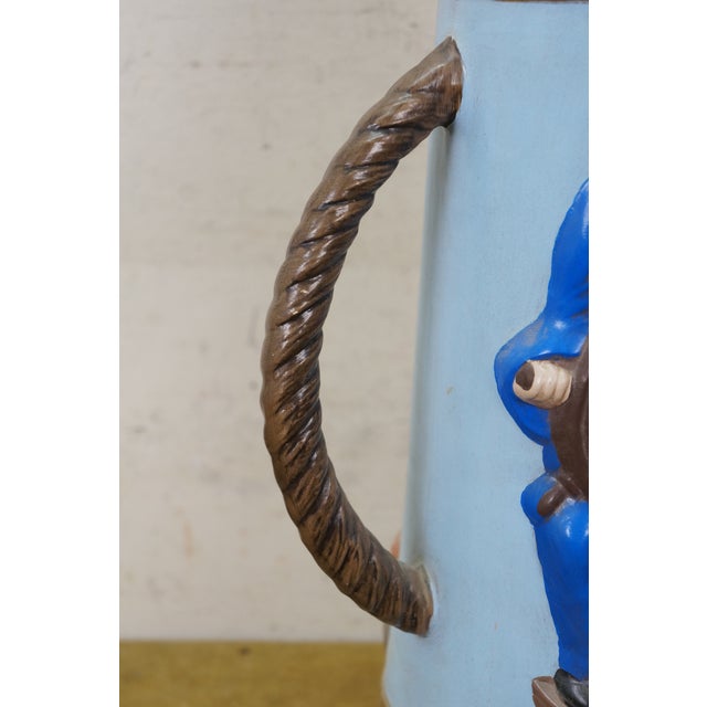 Vintage Ceramic Nautical Maritime Fisherman Sailor Rope Handle Beer Stein 17" For Sale - Image 4 of 15