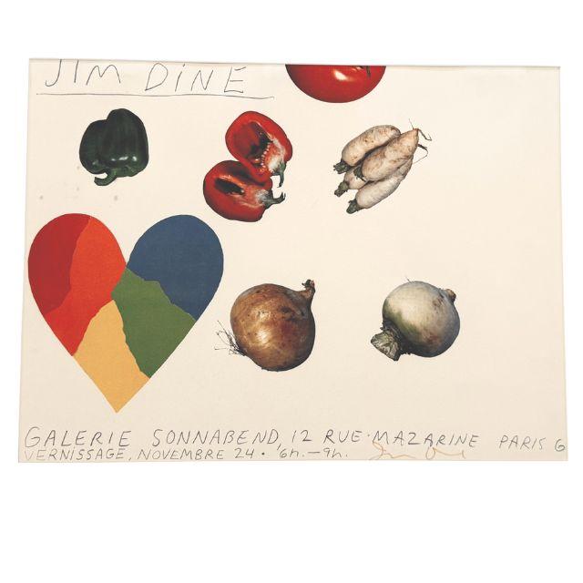 A beautiful pop art piece by the iconic artist, Jim Dine (American, b. 1935). This color offset, "Vegetables and Heart"...