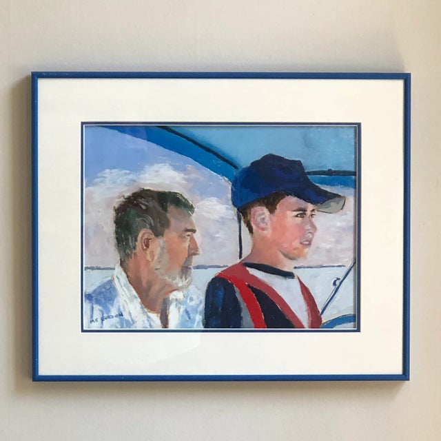 Late 20th Century Nautical Pastel Portrait Painting For Sale - Image 4 of 12