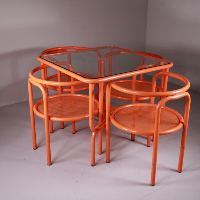 Orange Locus Solus Dining Table and Chairs by Gae Aulenti for Poltronova, Set of 5 For Sale - Image 10 of 12