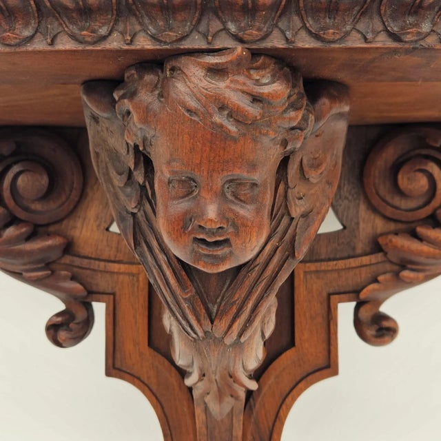 Carved Wooden Wall Console with Putti For Sale - Image 5 of 8