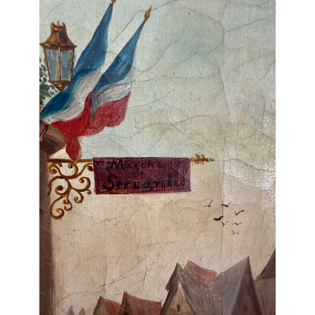 Paint Antique 19th Century French Oil Painting Genre Scene Figures Village Tavern Art For Sale - Image 7 of 13