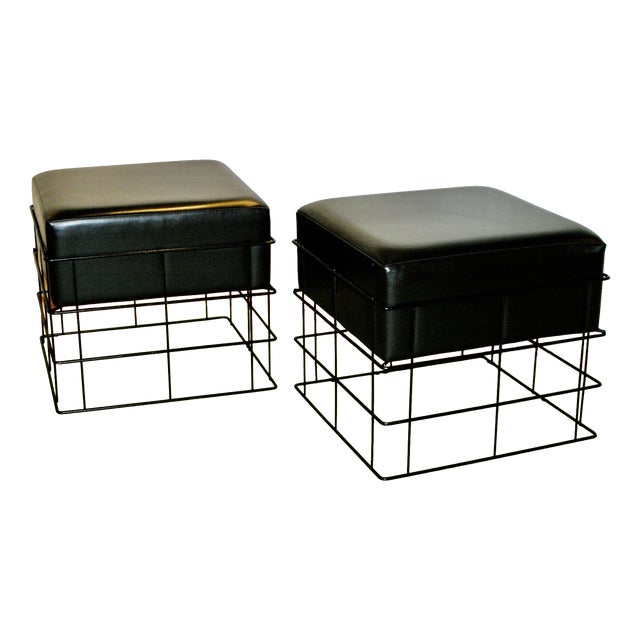 Wire and Skai Stools by String, 1950, Set of 2 For Sale