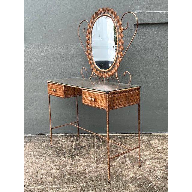 Vintage Wrapped Rattan Vanity For Sale - Image 4 of 12