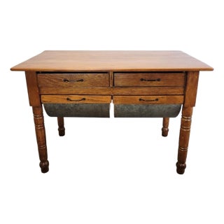 Classic Amercian Double Possum Belly Farm Baking Table For Sale