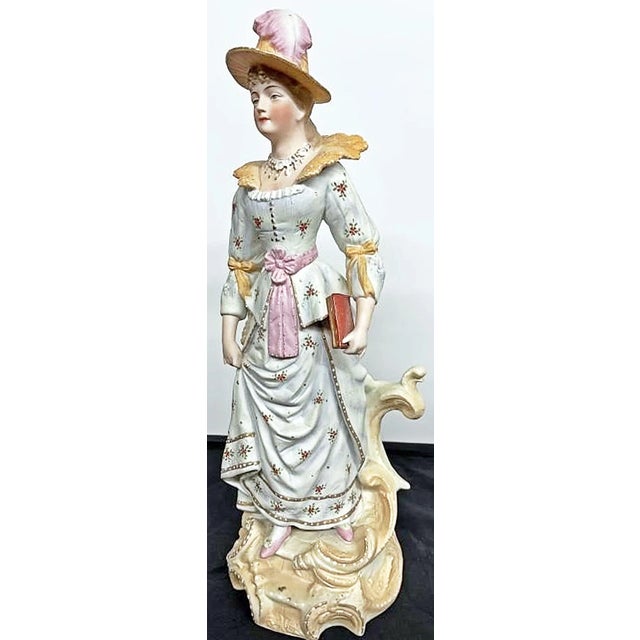 19th Century French Dandy Man And Woman Figurines- a Pair For Sale - Image 9 of 10