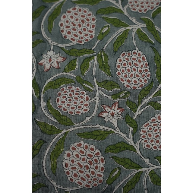 Fabdivine Pure Linen Handmade Block Print Lumber Pillow Covers 22x22inches-Meraci Floral Design For Sale - Image 4 of 5