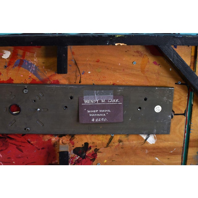 Wendy Carr, 20th C. American, assemblage "Mixed Media Madonna", wood, paint, auto tail lights, aluminum, photographic...