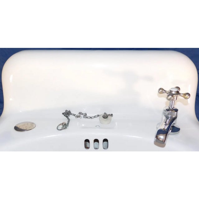 1952 Vintage Kohler High-Back Porcelain & Cast Iron Rounded Front Sink For Sale In Portland, ME - Image 6 of 13