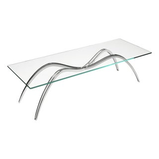 Spider Coffee Table in Crystal Glass and Steel by Barberini & Gunnell For Sale