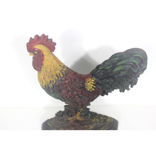 Vintage Large 12” Cast Iron Rooster Door Stop Jamb, Stopper, Patina, French Country Style Farmhouse For Sale - Image 6 of 10