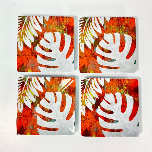 1990s Vintage Boho Chic Coastal Palm Leaf Melamine Dinnerware - 11 Piece Set For Sale - Image 13 of 13