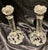 Pair of Lucite and Pewter Candle Holders measure 11" High and 4.50 Wide at the Base.. The Pewter is twisted into intricate...
