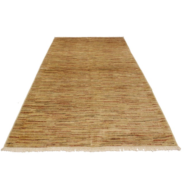 Shabby Chic Gabbeh Beige/Rust Wool Rug - 4'3'' X 5'9'' For Sale In New York - Image 6 of 10