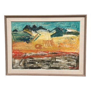 Ragnar Godin, Abstract Landscape, 1968, Oil Painting on Panel, Framed For Sale