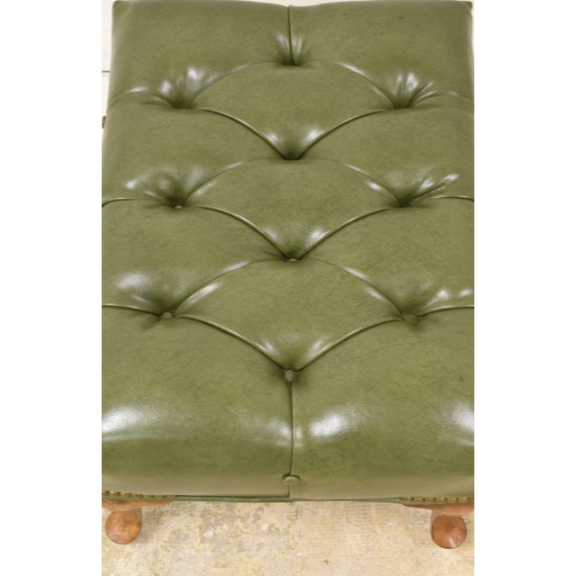 Olive Traditional Olive Green Tufted Leather Footstool/Ottoman For Sale - Image 8 of 9