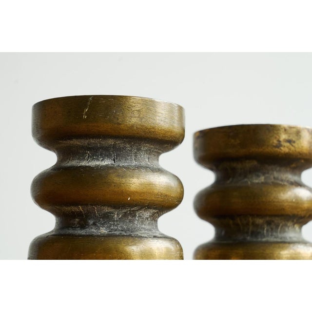 Brutalist Brutalist Candleholders in Patinated Bronze, 1960s, Set of 2 For Sale - Image 3 of 11