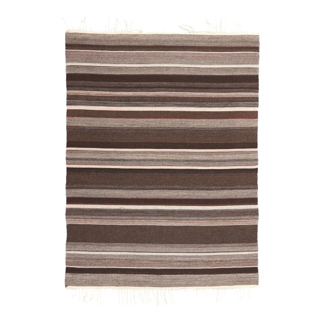 Vintage Rio Grande Chimayo Blanket Kilim Rug - 04'03 X 05'08. For Sale