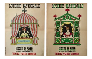 1963 French Poster, Loterie Nationale Advertisement, Comptoir De Chance (Set of 2)