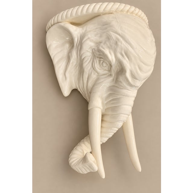 Chinoiserie Italian Glazed Elephant Head Wall Bracket For Sale - Image 3 of 7