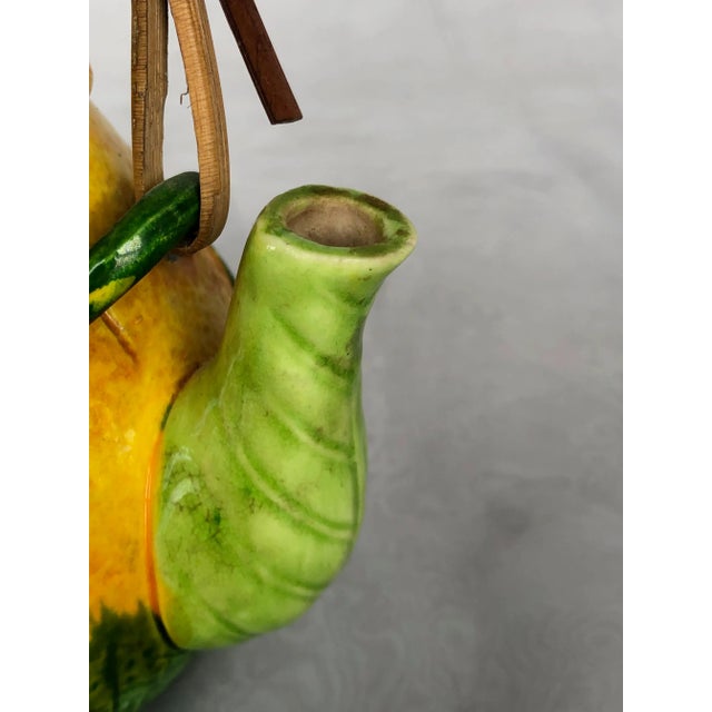 Decorative Ceramic Melon Fruit Teapot With Bamboo Handle For Sale - Image 10 of 13