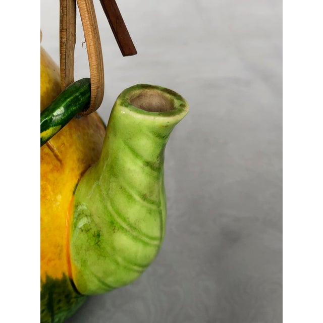 Decorative Ceramic Teapot With Bamboo Handle For Sale - Image 10 of 13